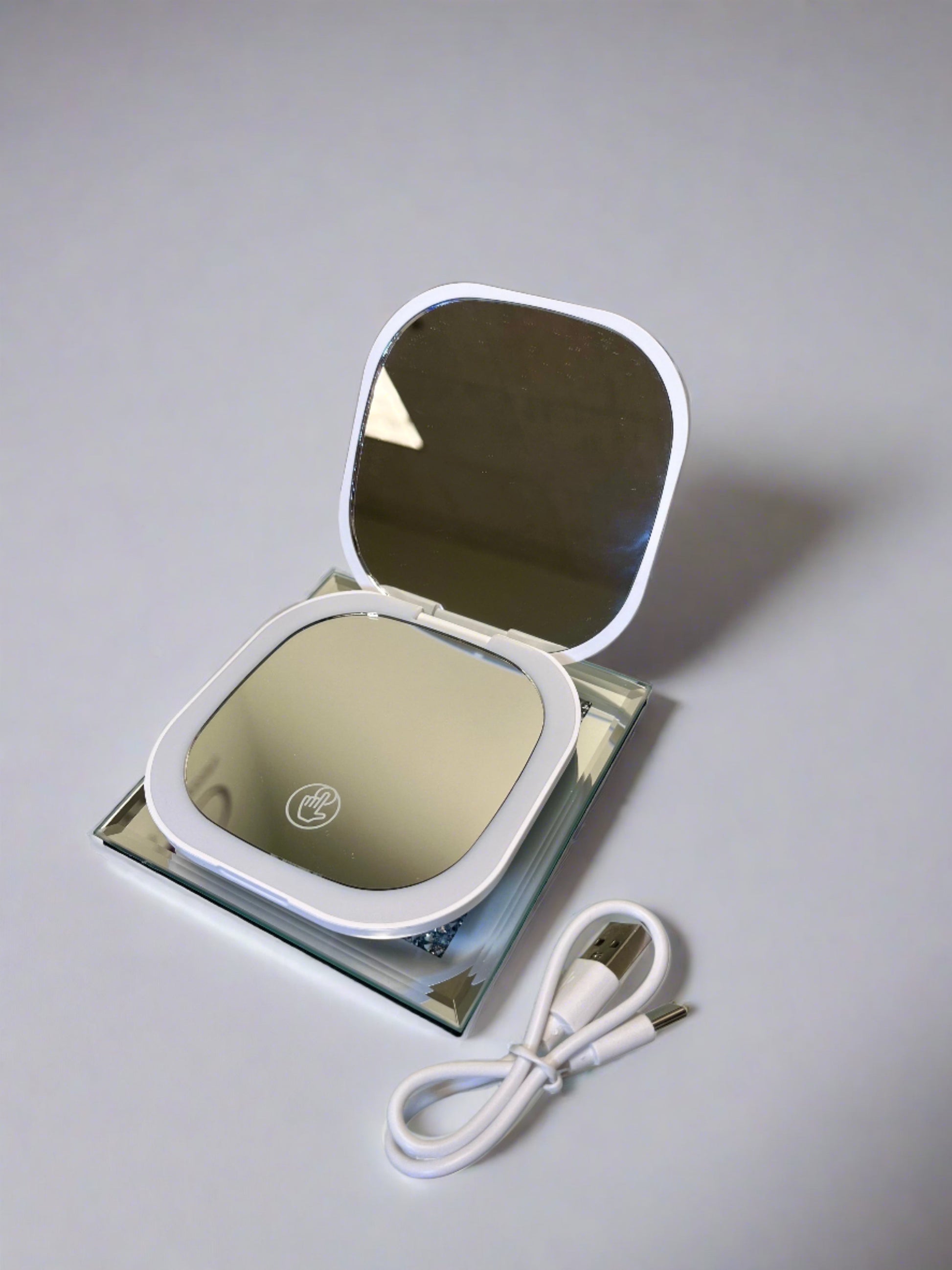 LED Light mirror compact rechargeable mirror with magnifier